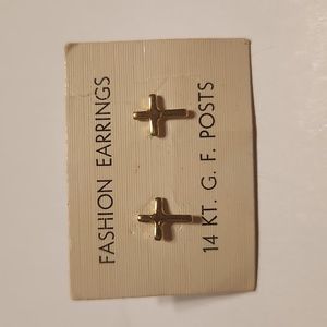 Tiny Gold Cross Earrings